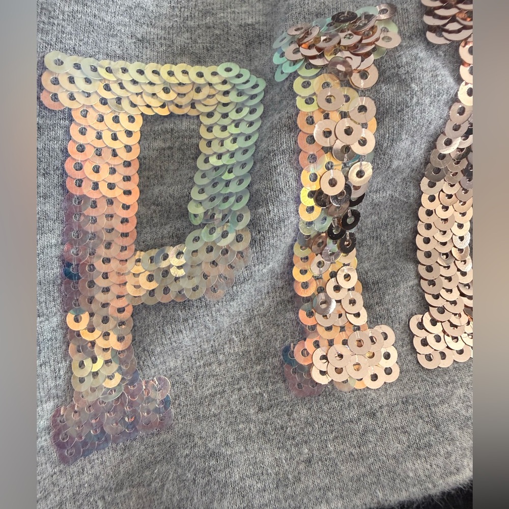 VS PINK Y2K bling foldover flare yoga leggings black grey sequin waistband Small - Picture 13 of 14